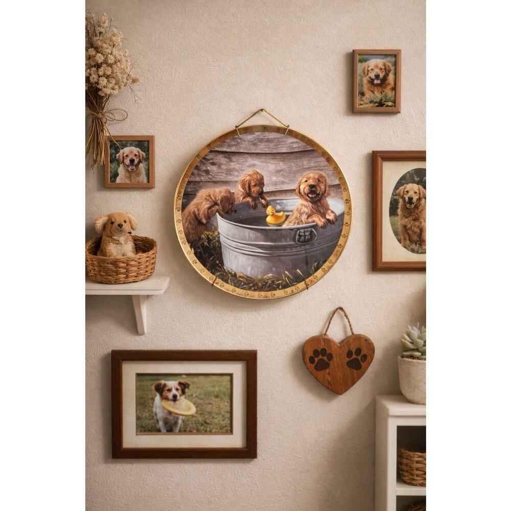 Hamilton Collection “The Water’s Fine!” Puppy Plate Dog Art Limited Edition